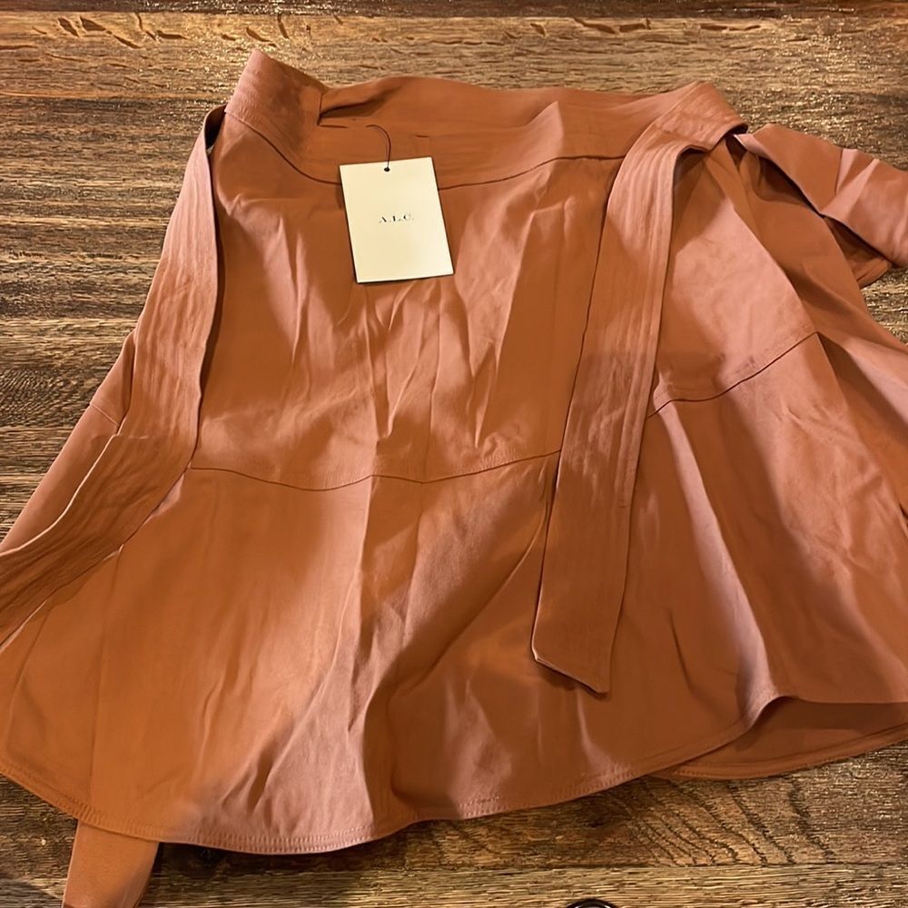 ?ALC Adelaide side tie wrap skirt deep Amber new without tags - Picture 6 of 11